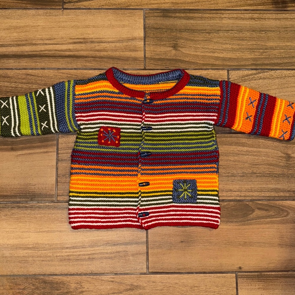 Bright, Colorful, Soft, Hand Knit, Boutique, Toddler Sweater, Size 24 month/2T